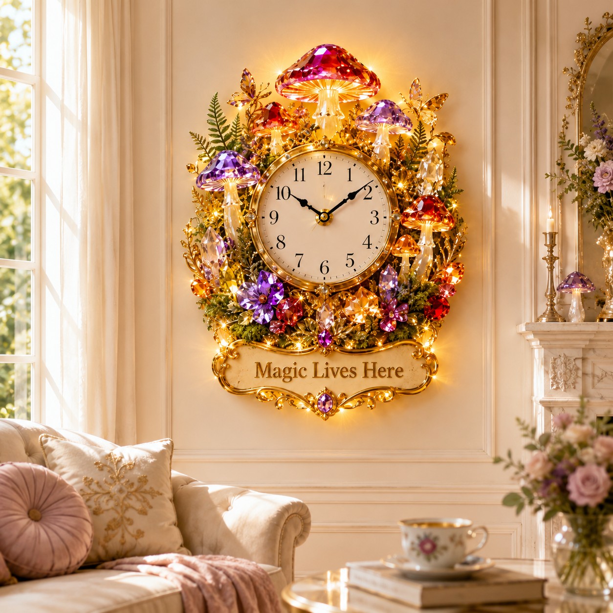 Mushroom Custom Name Wall Clock — personalized with a custom name