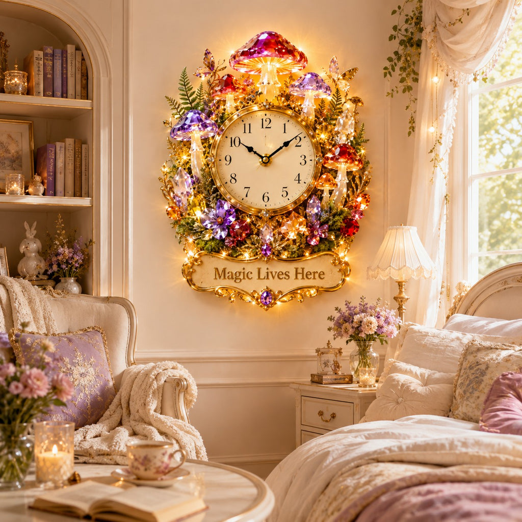 Mushroom Custom Name Wall Clock — personalized with a custom name