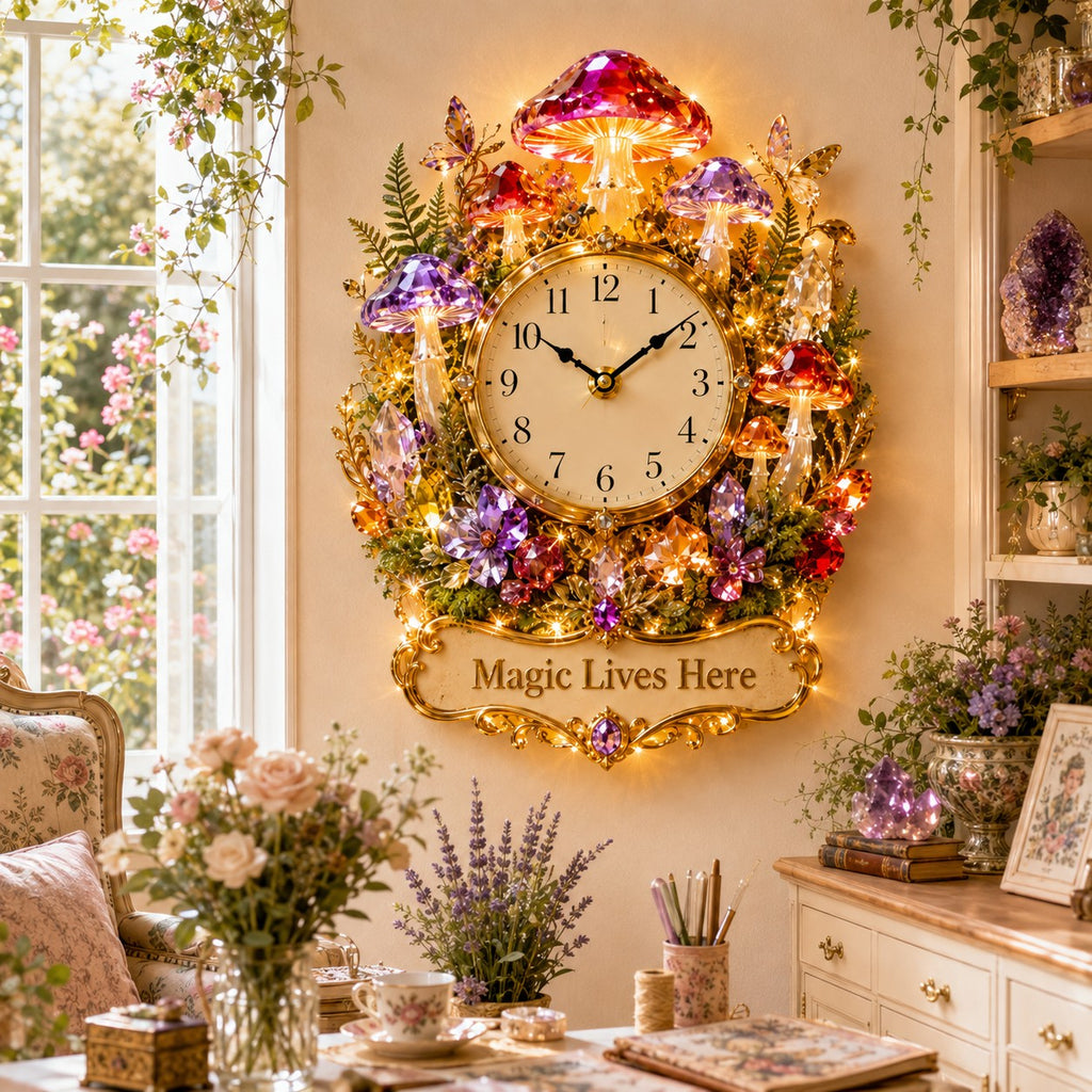 Mushroom Custom Name Wall Clock — personalized with a custom name