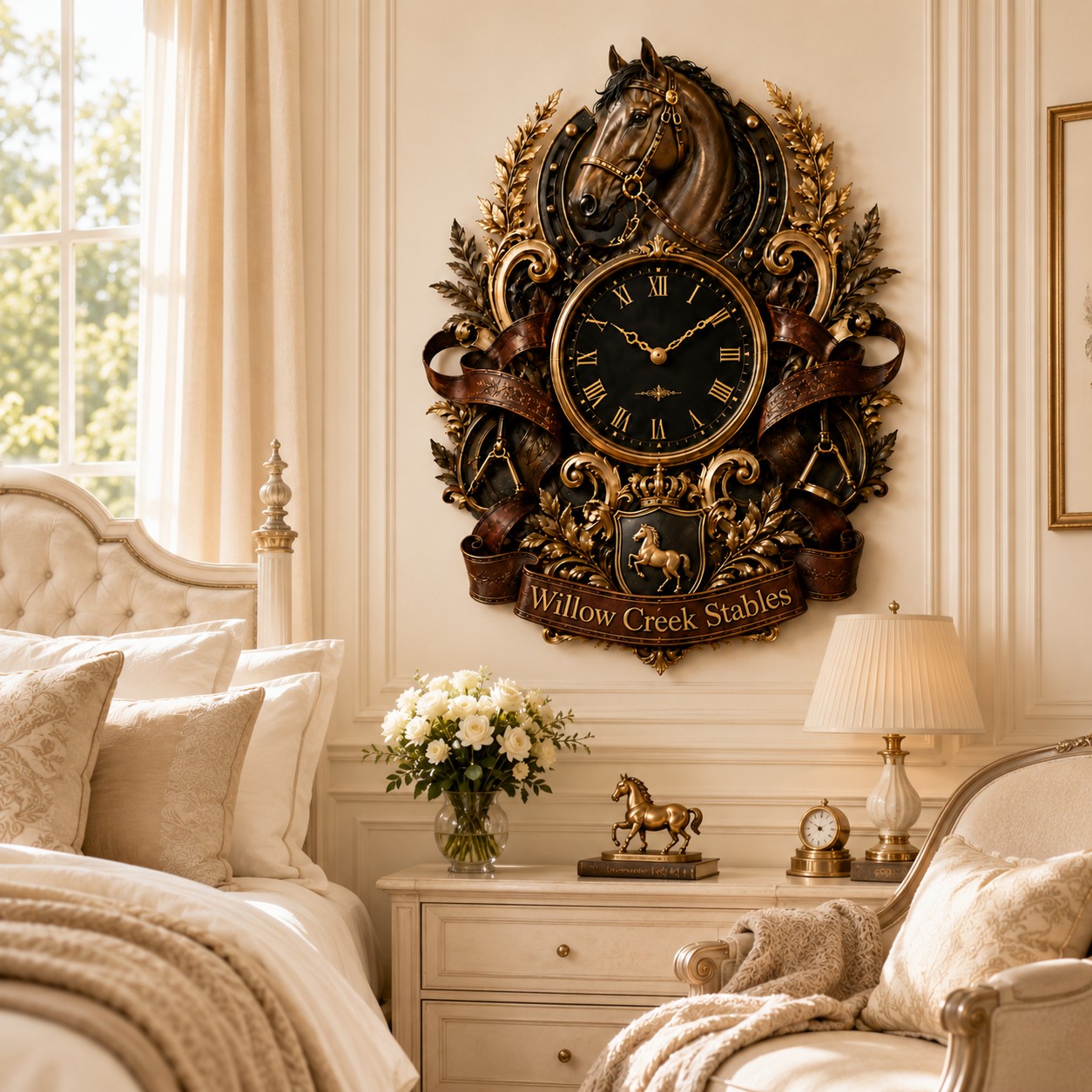 Equestrian Custom Name Wall Clock — personalized with a custom name