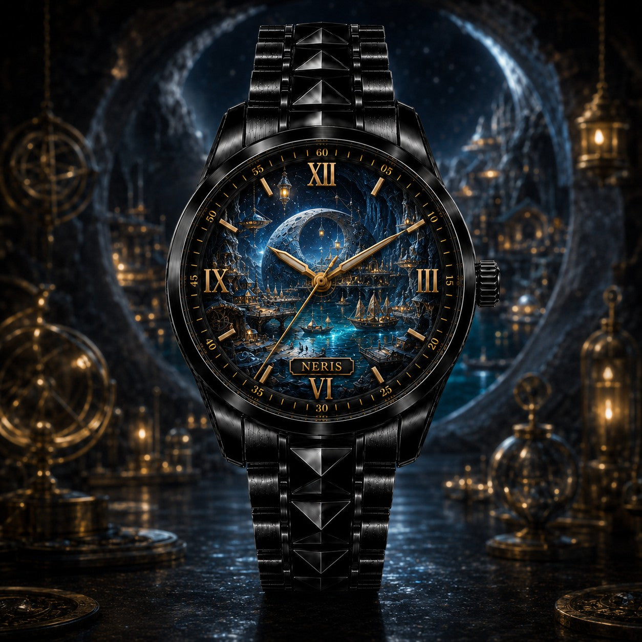 Custom Personalized Moonlit Harbor Watch — personalized with a custom name