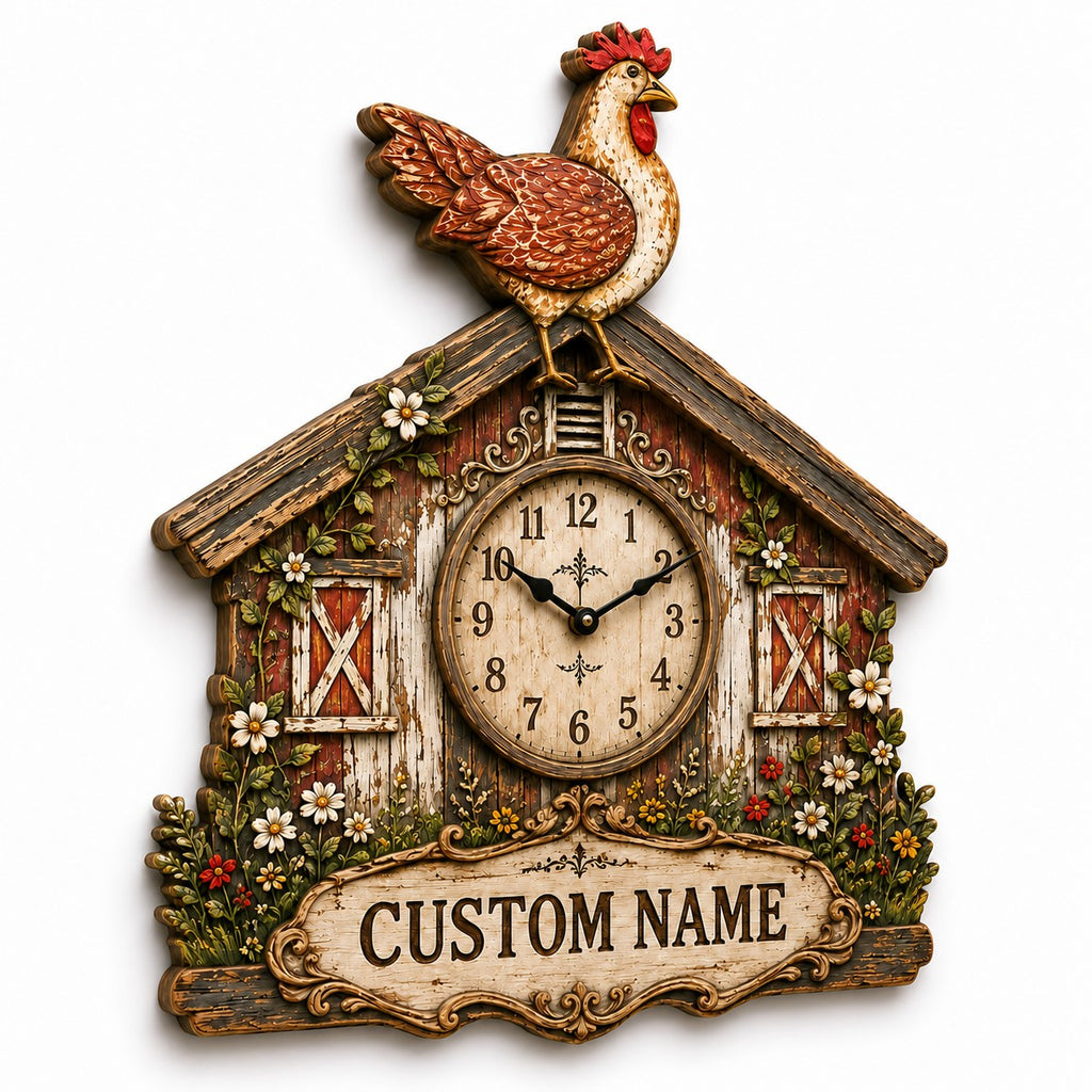 Chicken keepers Custom Name Wall Clock — personalized with a custom name