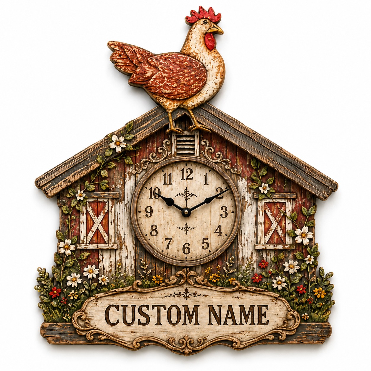 Chicken keepers Custom Name Wall Clock — personalized with a custom name