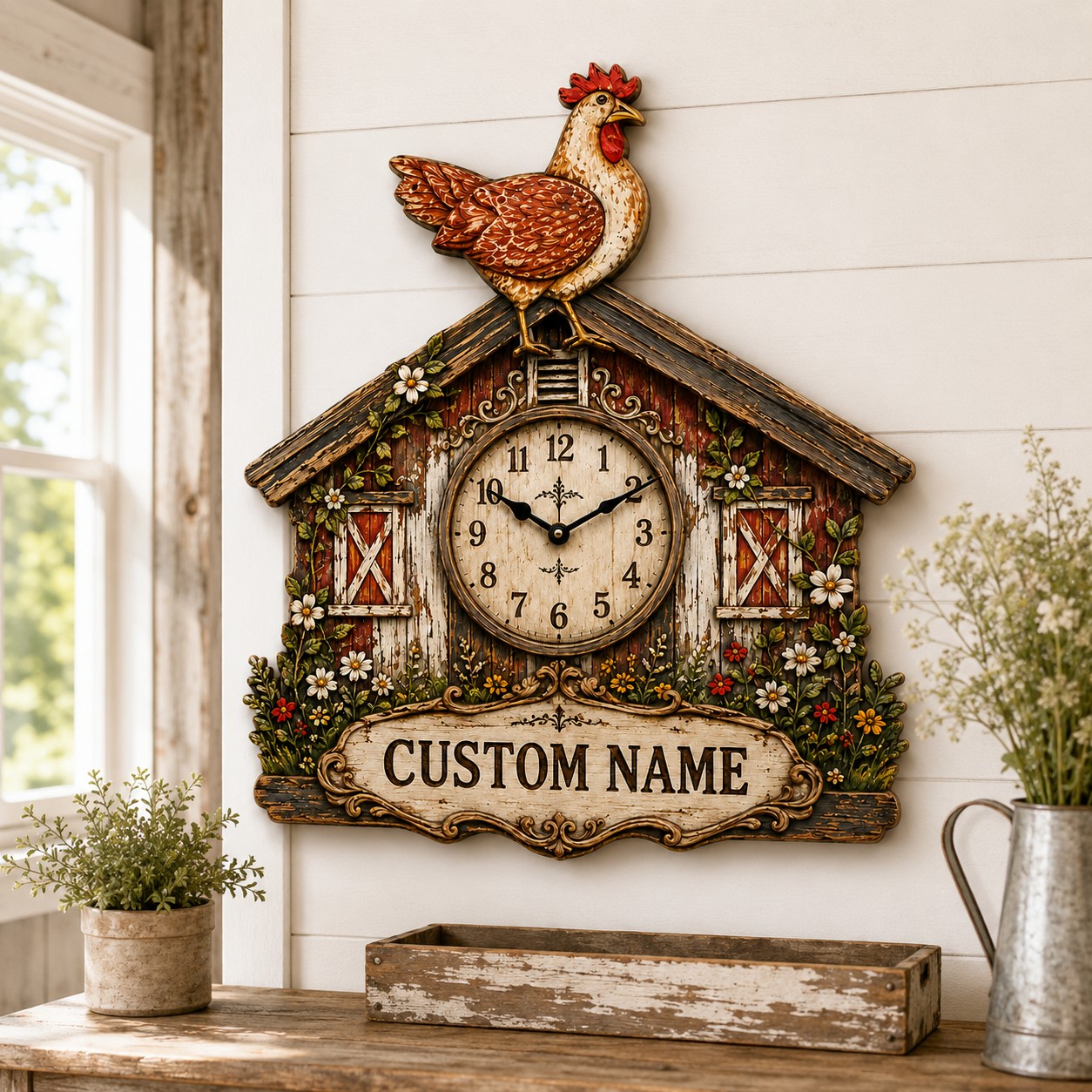 Chicken keepers Custom Name Wall Clock — personalized with a custom name