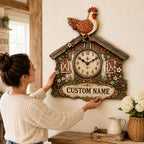 Personalized Chicken Keepers Wall Clock with a custom name set into the design