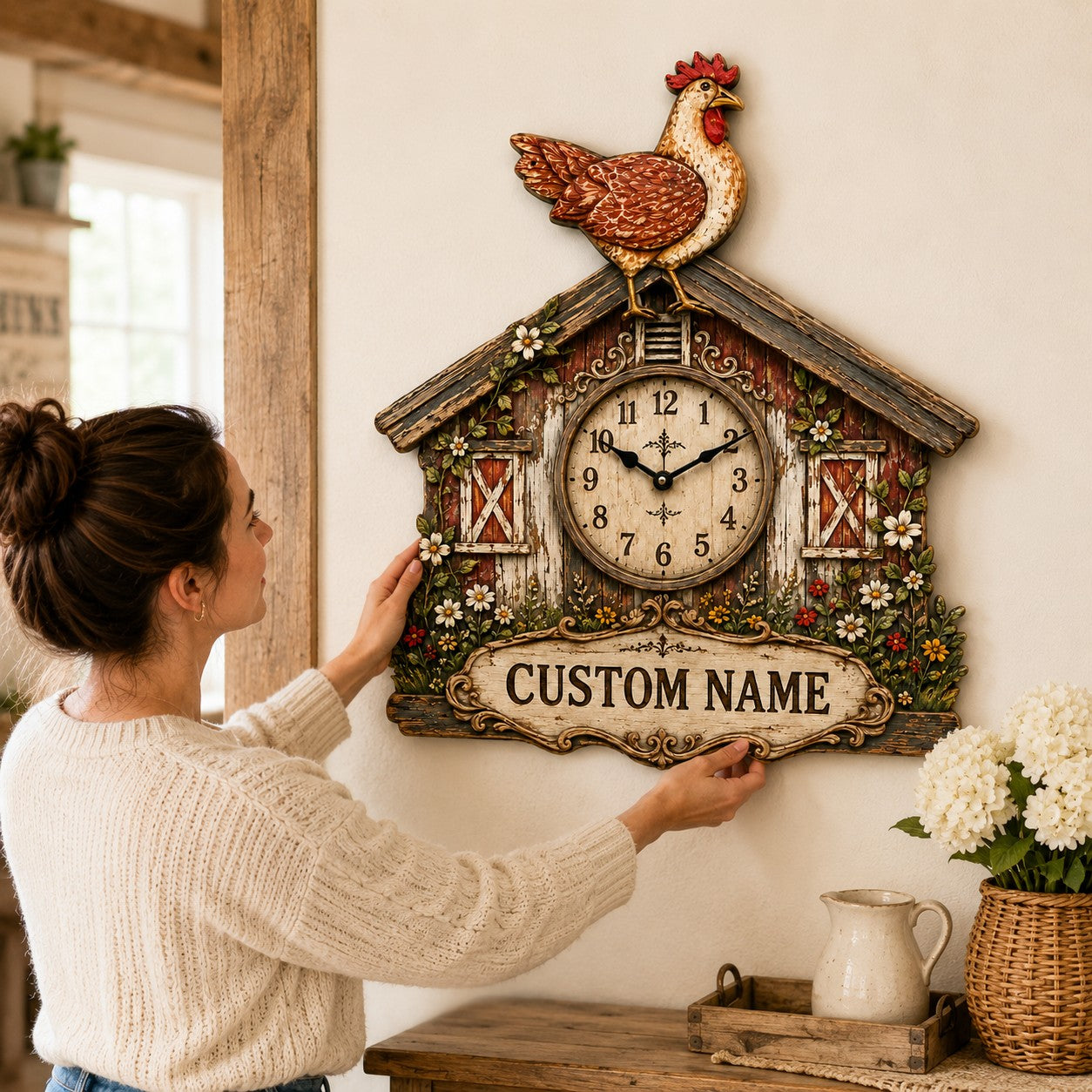 Chicken keepers Custom Name Wall Clock — personalized with a custom name