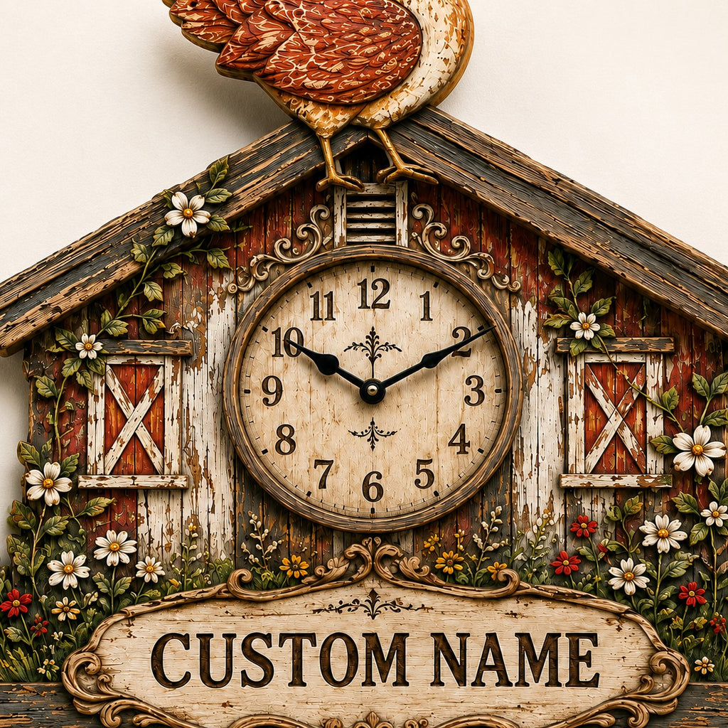 Chicken keepers Custom Name Wall Clock — personalized with a custom name