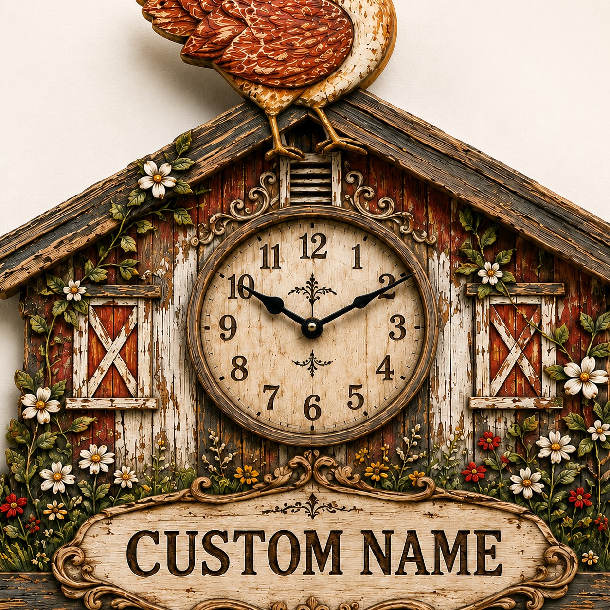 Chicken keepers Custom Name Wall Clock — personalized with a custom name