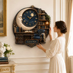 Personalized Moon Library Wall Clock — personalized with a custom name