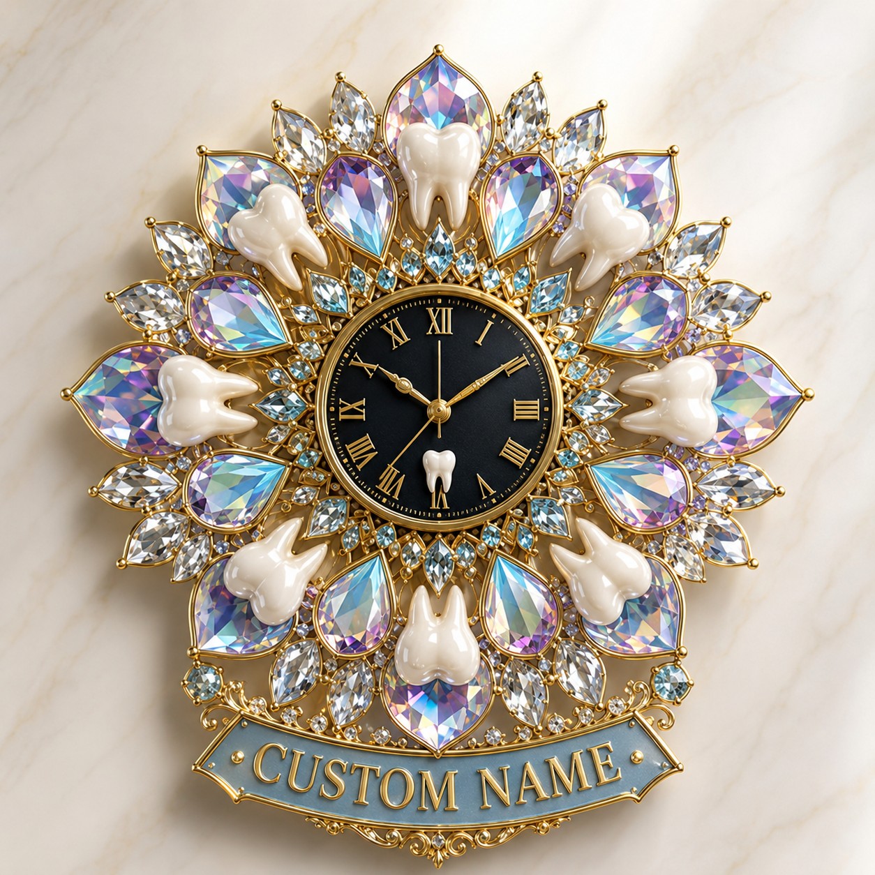 Dentist office Custom Name Wall Clock — personalized with a custom name