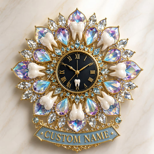 Dentist office Custom Name Wall Clock — personalized with a custom name