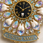 Personalized Dentist Office Wall Clock with a custom name set into the design