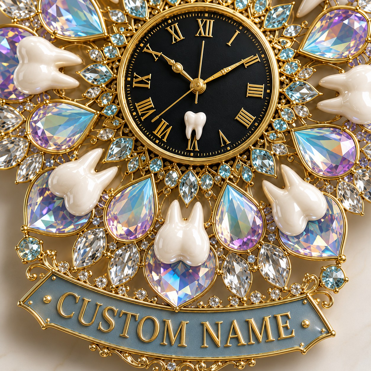 Dentist office Custom Name Wall Clock — personalized with a custom name