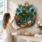 Personalized fantasy sea turtle wall clock — personalized with a custom name