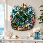 Personalized fantasy sea turtle wall clock — personalized with a custom name