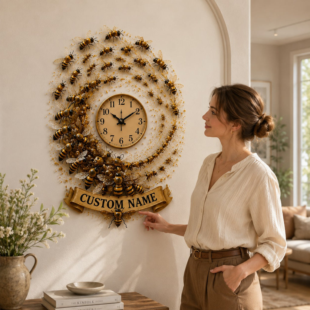 Beekeeper Custom Name Wall Clock — personalized with a custom name