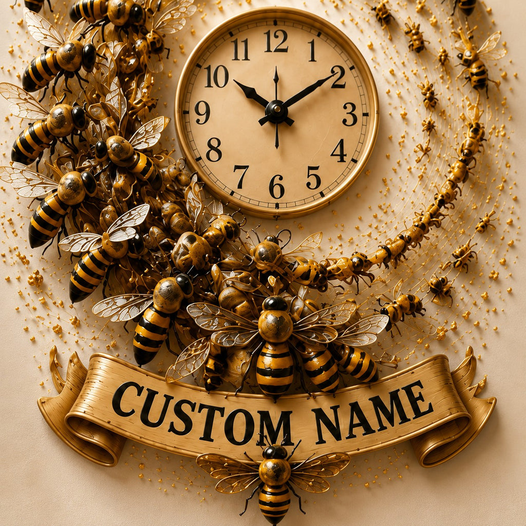 Beekeeper Custom Name Wall Clock — personalized with a custom name