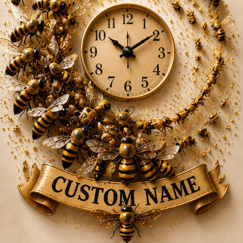 Beekeeper Custom Name Wall Clock — personalized with a custom name