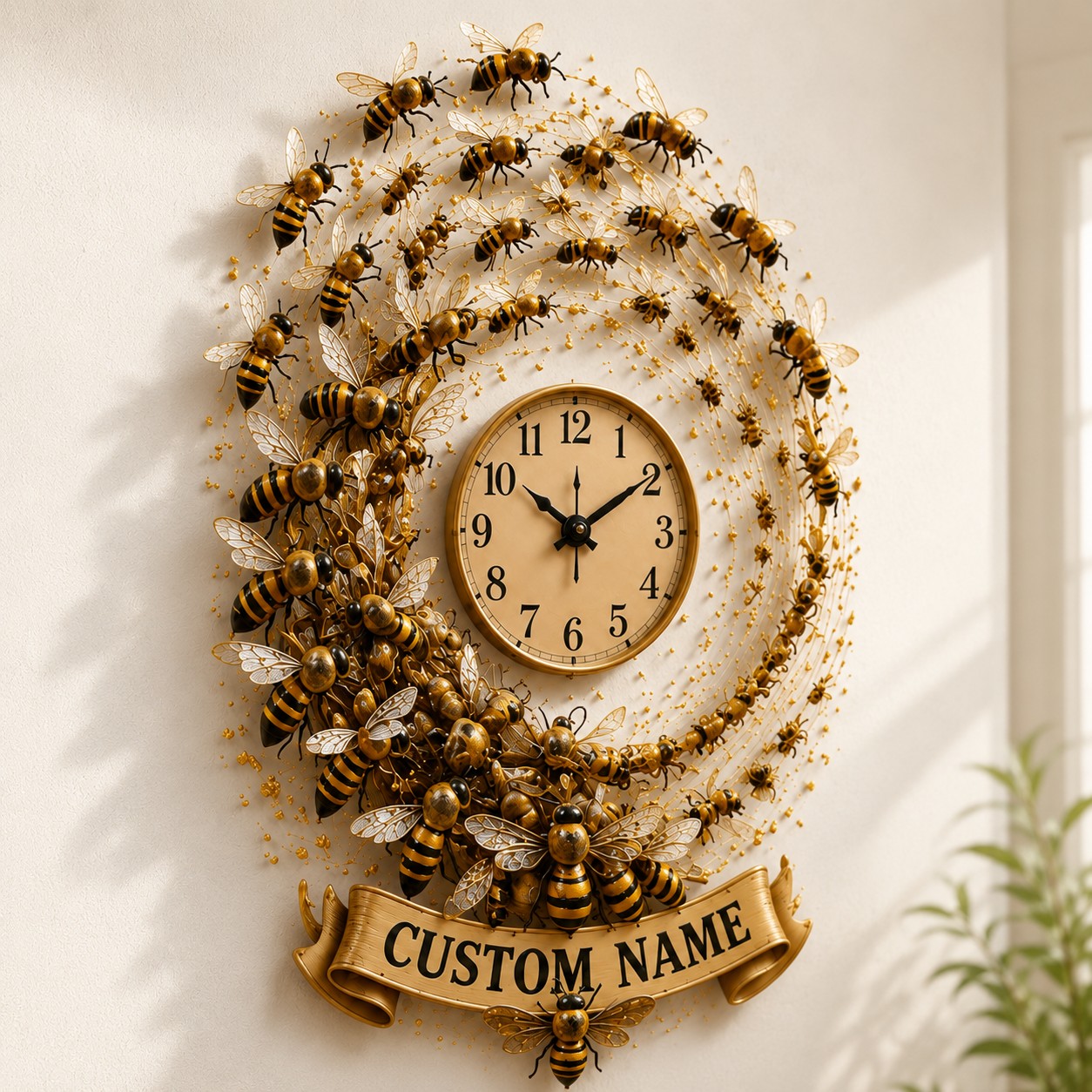 Beekeeper Custom Name Wall Clock — personalized with a custom name