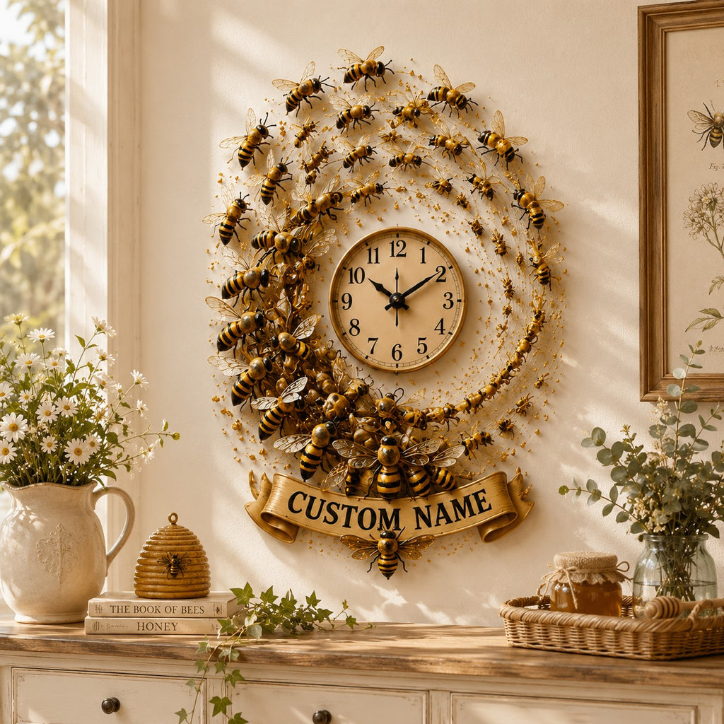 Beekeeper Custom Name Wall Clock — personalized with a custom name