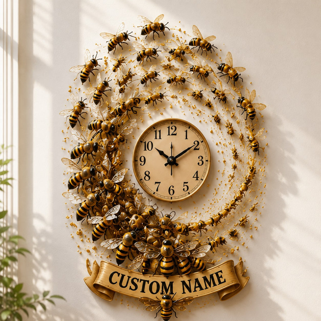 Beekeeper Custom Name Wall Clock — personalized with a custom name