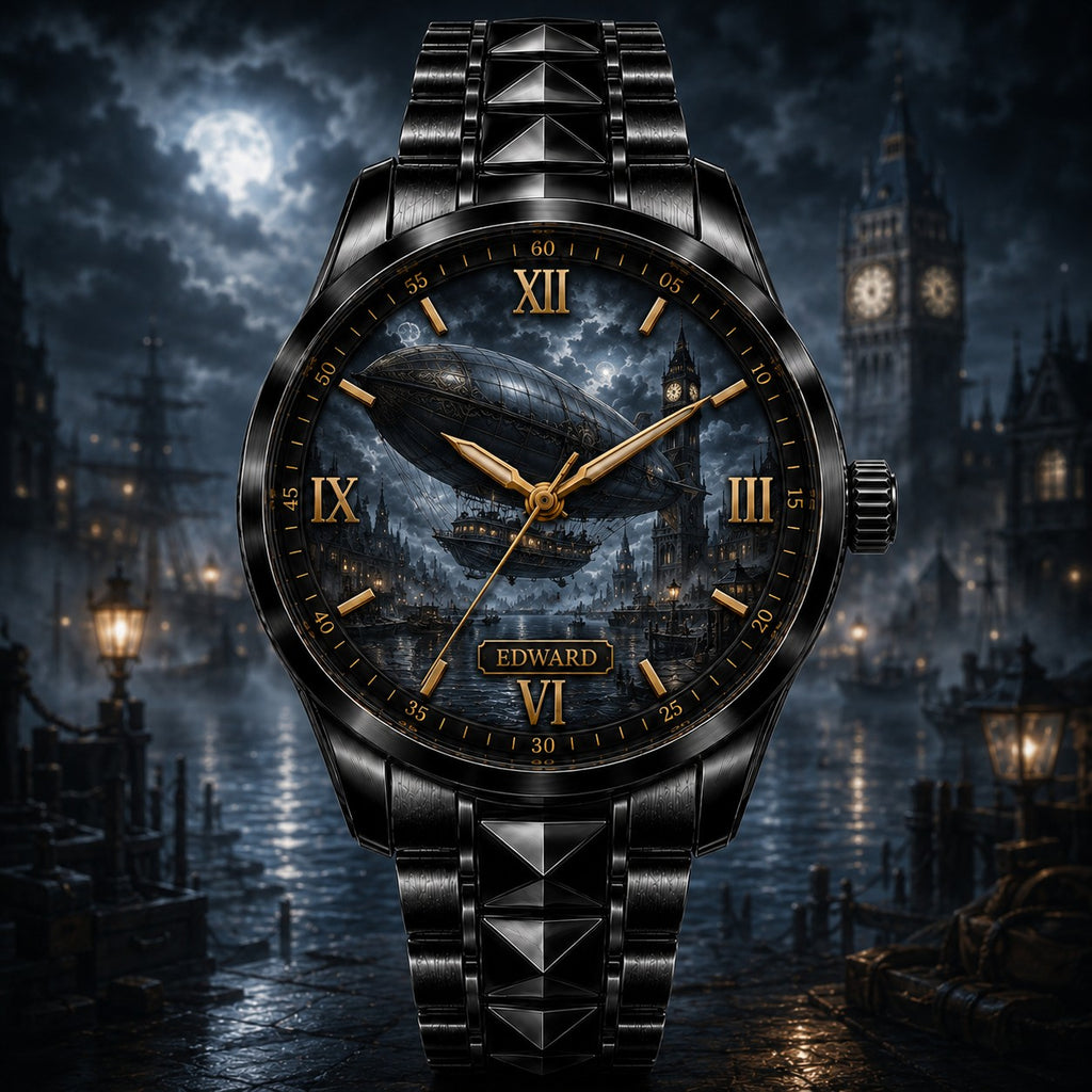 Custom Personalized Steampunk Airship Watch — personalized with a custom name