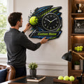Tennis power shot Custom Name Wall Clock — personalized with a custom name