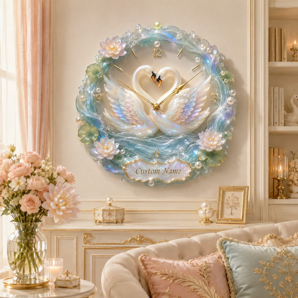 Elegant Feminine Interiors Custom Name Wall Clock — personalized with a custom name