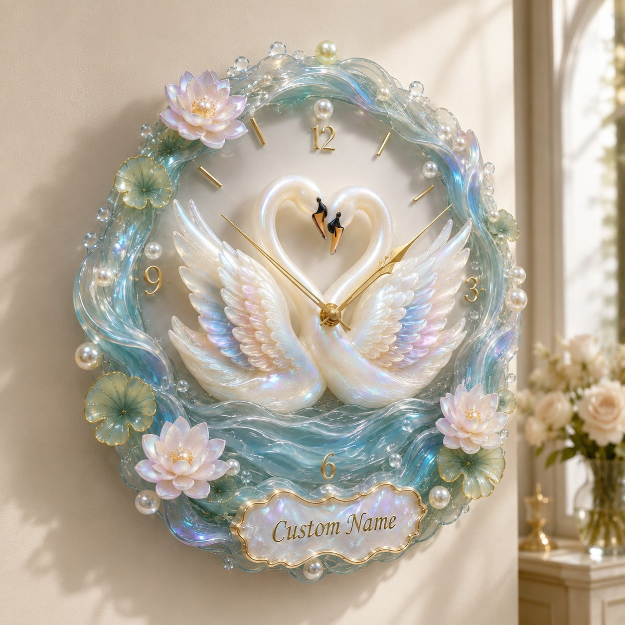 Elegant Feminine Interiors Custom Name Wall Clock — personalized with a custom name