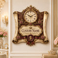 Royal scroll Custom Name Wall Clock — personalized with a custom name