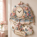 Personalized Umbrella Wall Clock with a custom name set into the design