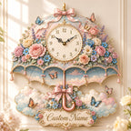 Personalized Umbrella Wall Clock with a custom name set into the design